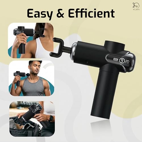 Image of KLEN Rechargeable Massage gun for pain relief Handheld portable Body Massager For Back, Legs & Shoulders Includes Vibrating heads -Muscle Relaxion Home or gym use