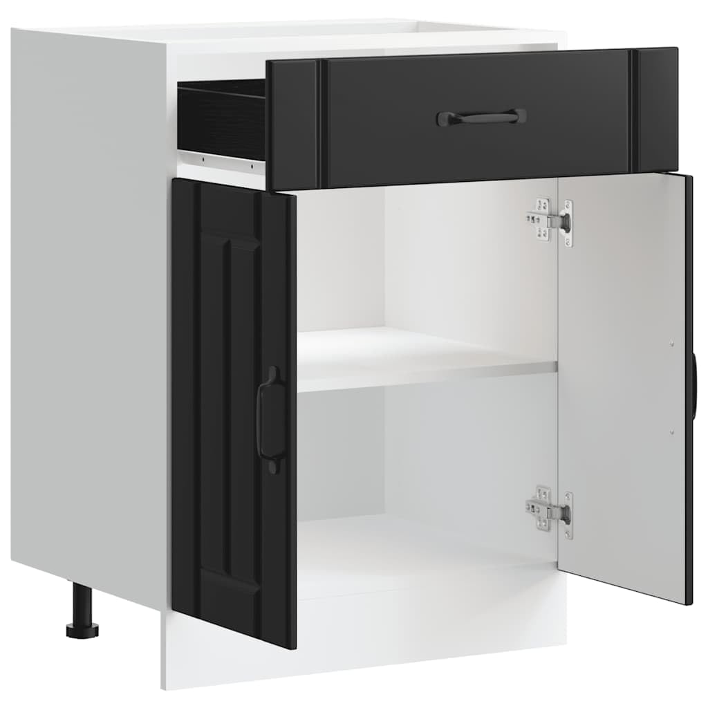 VidaXL Base da Cucina Lucca Nero in Legno Multistrato, Mobile Base con Cassettino, Lavello