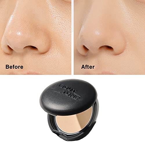 [About Tone] Blur Powder Pact 9G / 0.32Oz - Pressed Powder Pact With Mirror And Powder Puff | Setting Powder | Face Powder | Makeup Powder | Finishing Powder | Compact Powder | Sebum Control (03 Natural) #TOP5