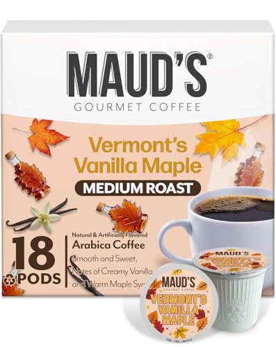 Image of Maud's Maple Vanilla Flavored Coffee Pods, 18ct | Medium Roast Flavored Coffee in Single Serve Pods - Compatible with Keurig Coffee Makers