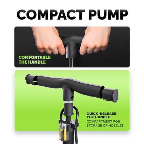 Bike Pump Floor Pressure Gauge, Advanced Bike Tire Inflator, Bicycle Hand Air Pump with Dual Presta and Schrader Valves, Handheld Bike Pump, Suitable for Road and Mountain Bikes, Baby Stroller, Balls - Thumbnail 3