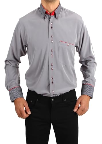 Chemise grise H.K.Mandel manches longues avec applications contrastées colorées