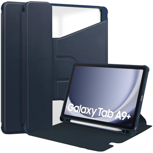 Smart case Samsung Galaxy Tab A9 Plus finition premium bleu foncé avec support