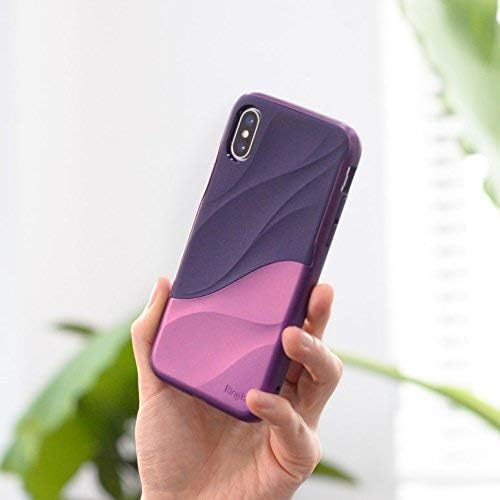 Ringke Wave Case Compatible with iPhone X iPhone 10, Qi Wireless Charge Compatible Dual Layer Heavy Duty Textured Shock Absorbent Drop Resistant Protection Design Cover - Metallic Purple