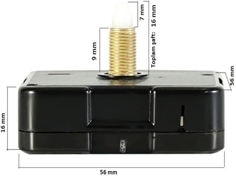 Silvanature Akar Saat Mekanizması Sessiz Duvar Saat Mekanizması 16 Mm Şaft - Damla akrep-yelkovan-saniye-askılı