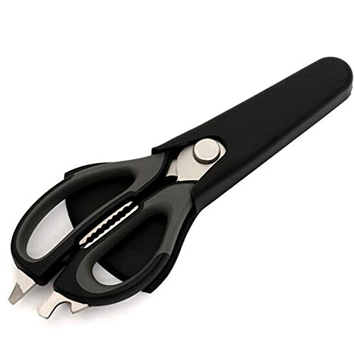 Local Makes A Comeback Ciseaux de cuisine multifonction 2 en 1 en acier inoxydable pour décapsuleur de viande, noix et bouteilles Noir/gris Cover