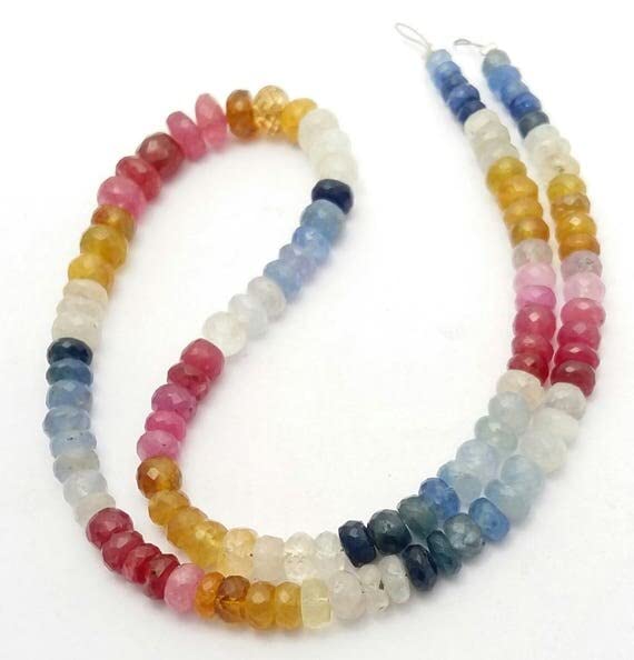 Saphir multicolore naturel en perles facettées de 3.5-6mm pour colliers et ateliers de joaillerie