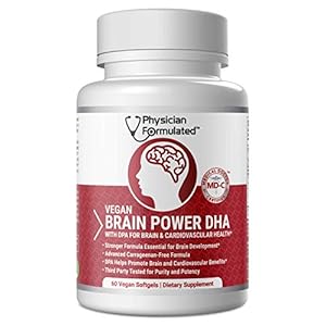 Physician Formulated Vegan DHA for Brain and Prenatal 100% Algae Based Omega 3 Essential Fatty Acids with NO Carrageenan…