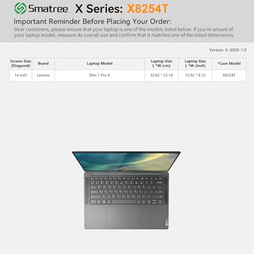 Image of Smatree Hard EVA Protective Sleeve Case Compatible for 14 inch Lenovo Slim 7 Pro X Laptop Notebook Bag (X8254T)