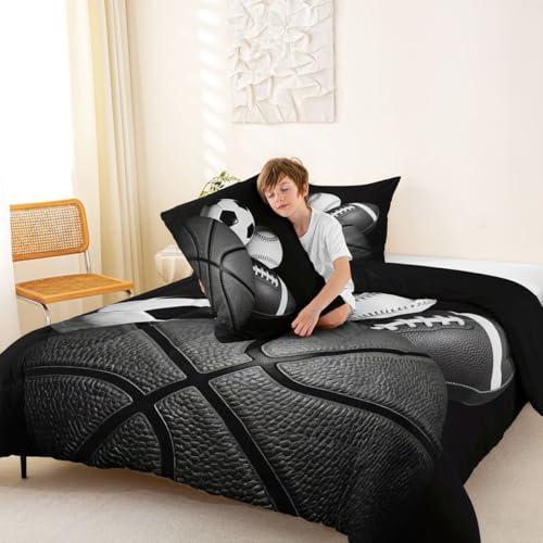 Image of Feelyou Boys Sports Comforter Set Full Size 3 Pcs for Kids Boys Girls
