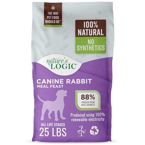 NATURE'S LOGIC Dry Dog Food - 100% Natural - No Synthetics - for All Ages, Sizes, Breeds - Free from Common Allergens, High Protein - Rabbit Meal Feast, 25lbs
