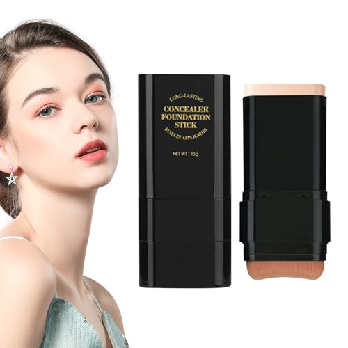 Pan Stick Foundation | Full Coverage Foundation Stick | Cream Makeup With Brush - Double-Head Concealer Cream, Long-lasting Facial Primer for Girls
