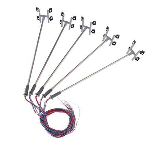sharprepublic 5X 1: 87 Mini Lampadaires à LED Lampe Décoratifs Décor pour Train Railway Architecture Rue Parc Ho Échelle - E