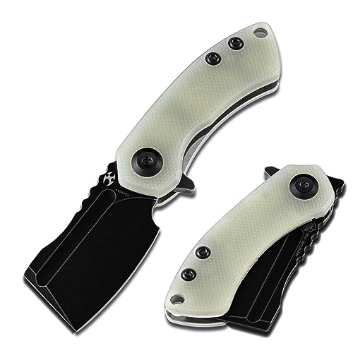 KANSEPT Mini Korvid Cleaver Mini Pocket Knife for Men 1.45''154CM Blade,Jade G10 Handle,EDC Folding Knife Box Opener, Best Gift for Men and Women T3030A4
