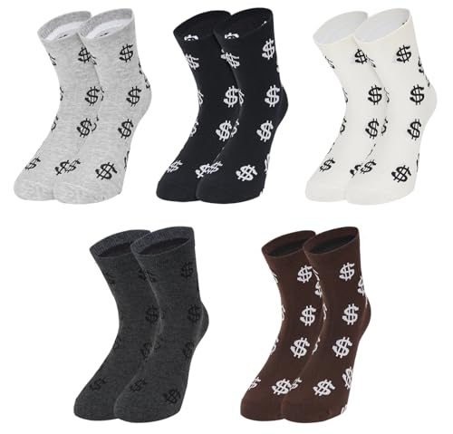 Initlove Lot de 5 paires de chaussettes fantaisie décontractées pour homme, 5 Dollar, taille unique