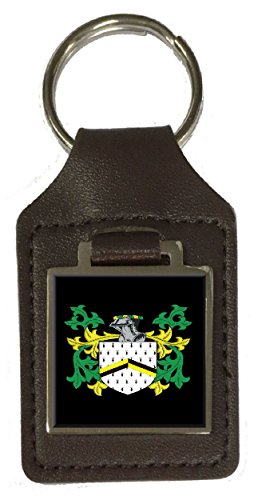 Porte-clés en Cuir Marron Harman accessoire de maroquinerie avec blason