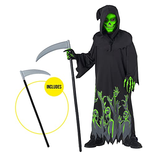 Morph Costumes Kids Glow In The Dark Grim Reaper Costume Boys and Girls Halloween Phantom Costume