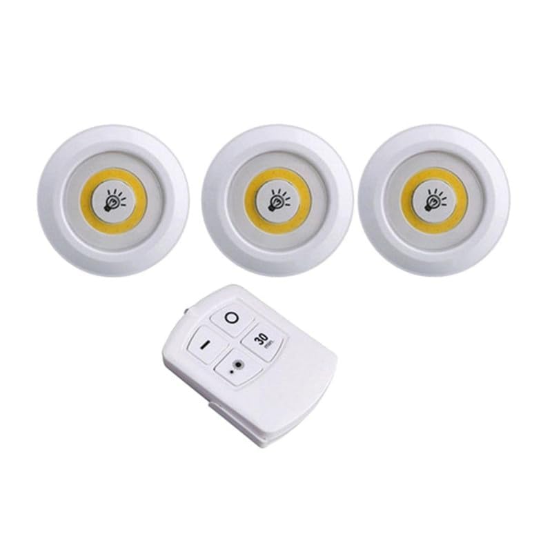 Drumstone (𝗦𝗽𝗲𝗰𝗶𝗮𝗹 𝟭𝟬 𝗬𝗲𝗮𝗿𝘀 𝗪𝗮𝗿𝗿𝗮𝗻𝘁𝘆 Set of 3 LED Lights with Remote Control – Adjustable Brightness, Timer Function, Cordless Design & Easy Adhesive Mounting for Any Room-image-3