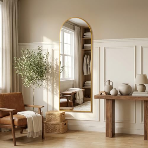 NBGV 57"x17" Floor Mirror Full Length, Arched Full Length Mirror Gold - image 3