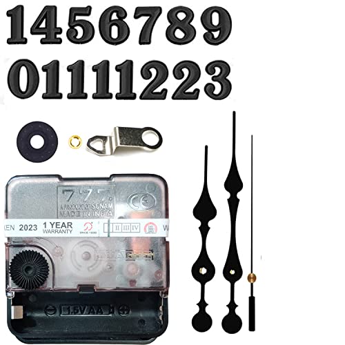 Image of 12 Pcs Arabic Mirrored Acrylic Numerals Movement Machine 22mm for Wood Resin Marble Clock Fancy Needles Pack 2 (Black D5)