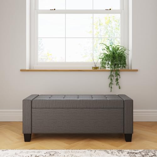 GFW Verona Ottoman Blanket Storage Box, Charcoal Grey - Image 2