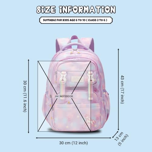 Image of Elios Rainbow Series 17-Inch School Backpack for Boys and Girls | Ages 6-10 Y | Multi-Compartment, Lightweight & Water-Resistant Bag, 2-6 Grade Ideal for School & Travel Use (Blue)