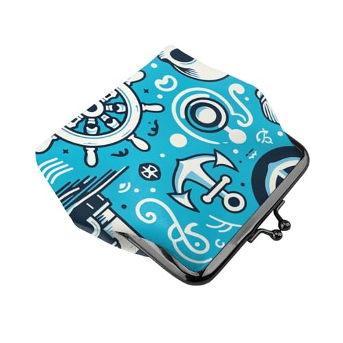 Pu Leather Buckle Coin Purse Maritime-Nautical-Symbols Girls Kiss-Lock Change Purse Wallets3