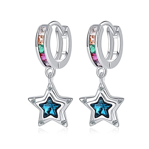 Boucles d'oreilles étoile argent 925 femmes bijoux cristal coloré LXGGUC