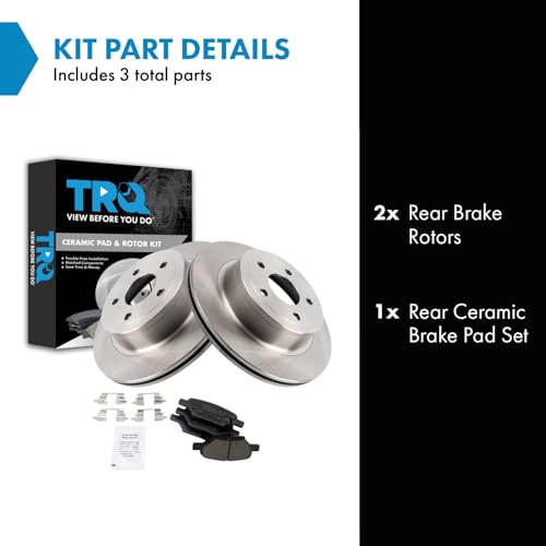 Image of TRQ Rear Brake Pad and Rotor Set Ceramic Compatible with 2008 Chevrolet Cobalt