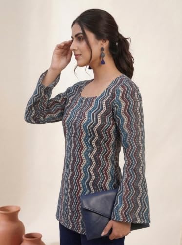 Image of Leriya Fashion Short Kurti for Women | Women's Floral Printed Rayon Short Kurta | Top for Woman | Comfortable, Office & Casual Kurtis for Jeans, Leggings & Trousers