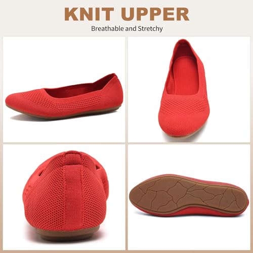 Image of Puxowe Women's Ballet Flats Breathable Knit Slip On Comfortable Round Toe Walking Shoes with Arch Support Insole for Work