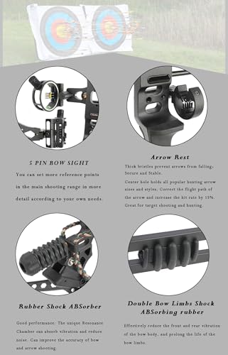 surwolf Compound Bow Kit,Hunting&Target,Limb Made in USA,Draw Weight 20-70lbs Adjustable,Draw Length 24-30\", Right/Left Handed for Adult/Beginner Hunting&Targeting (Right Handed, Camo)