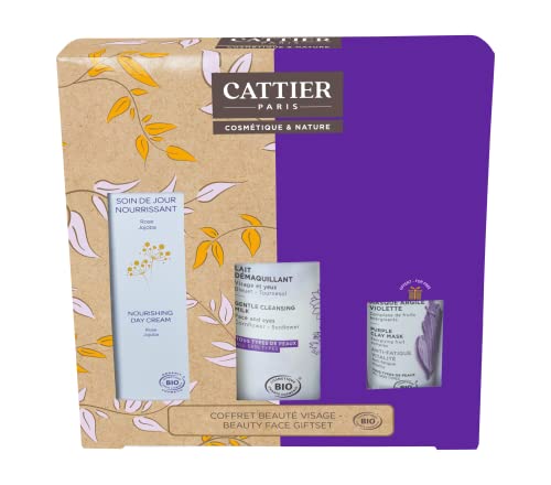 Cattier - Coffret Beauté Visage - Soin de Jour + Lait Démaquillant + Masque à l'Argile Violette, 280.0 gramme