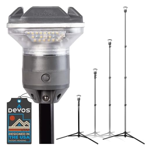 Devos Outdoor LightRanger 1200 - High-Performance LED Tripod Lantern with Adjustable Height, 9 Feet Tall with 1200 Lumens Brightness, and Long Battery Life.