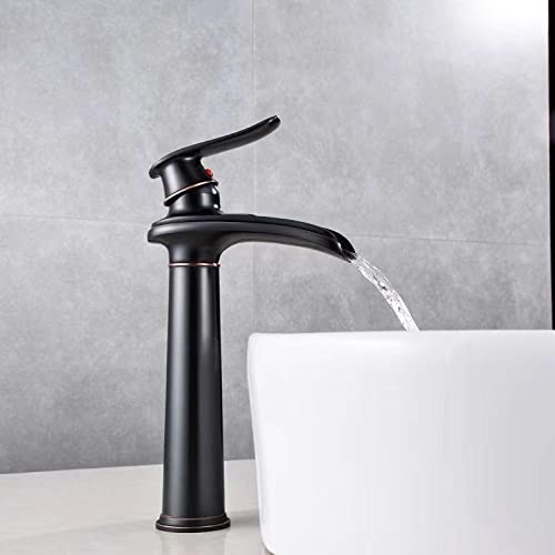 Robinet de cascade antique en cuivre noir mat pour vasque élégante