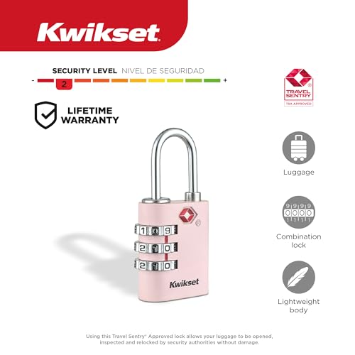 Kwikset TSA Approved Combination Luggage Lock, 3-Digit, 1-Pack, Pink by Kwikset - Used condition - Image 2