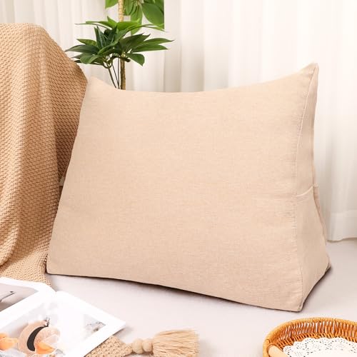 布団収納 クッション 布団収納袋 【大容量・省スペース・ポケット付き】 掛け布団 毛布 収納 背もたれ ヘッドボード 羽毛布団 マットレス クッションカバー 立てられる 無地 洗える (トライアングル型,エクリュベージュ)