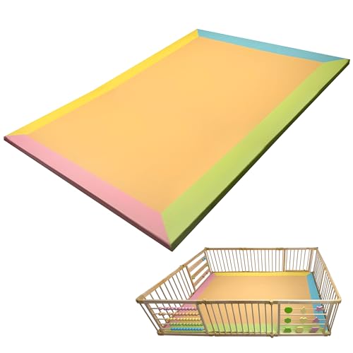 Image of Zety Compatible Baby Play Mat - PU Leather Baby Playpen Mat - Waterproof Baby Play Mats for Floor - 1.5" Thick High Density Foam Play Mat (Colored, 8-Panel) (Colored, 10-Panel)