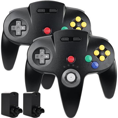 SAFFUN 2 Pack Wireless N64 Controller Made for N64 Console, Black