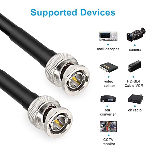 Cable HD-SDI de 75 ohmios XRDS -RF de 6 pies con conectores BNC para un video coaxial sin cortes 5