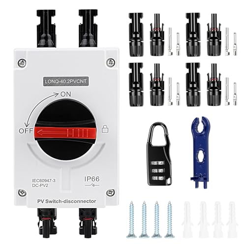 DC Trennschalter PV Anlage 32A 1200V, Solar-Trennschalter-Leistungsschalter DC Trennschalter Leistungsschalter PV Combiner Box,IP66 Wasserdicht, für Solar Photovoltaik (2 Eingänge,2 Ausgänge)