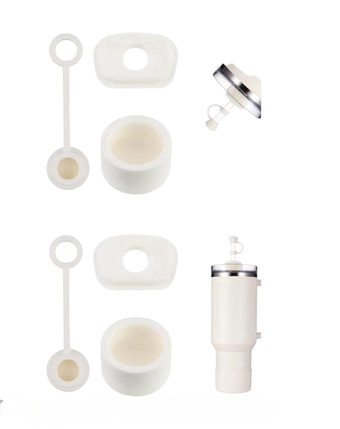 Yenigeldi 1 Set (3 Parça) Bej, Pipet Tıpası 40 Ve 30 Oz Termos İçin Sızdırmaz Seti,Bej