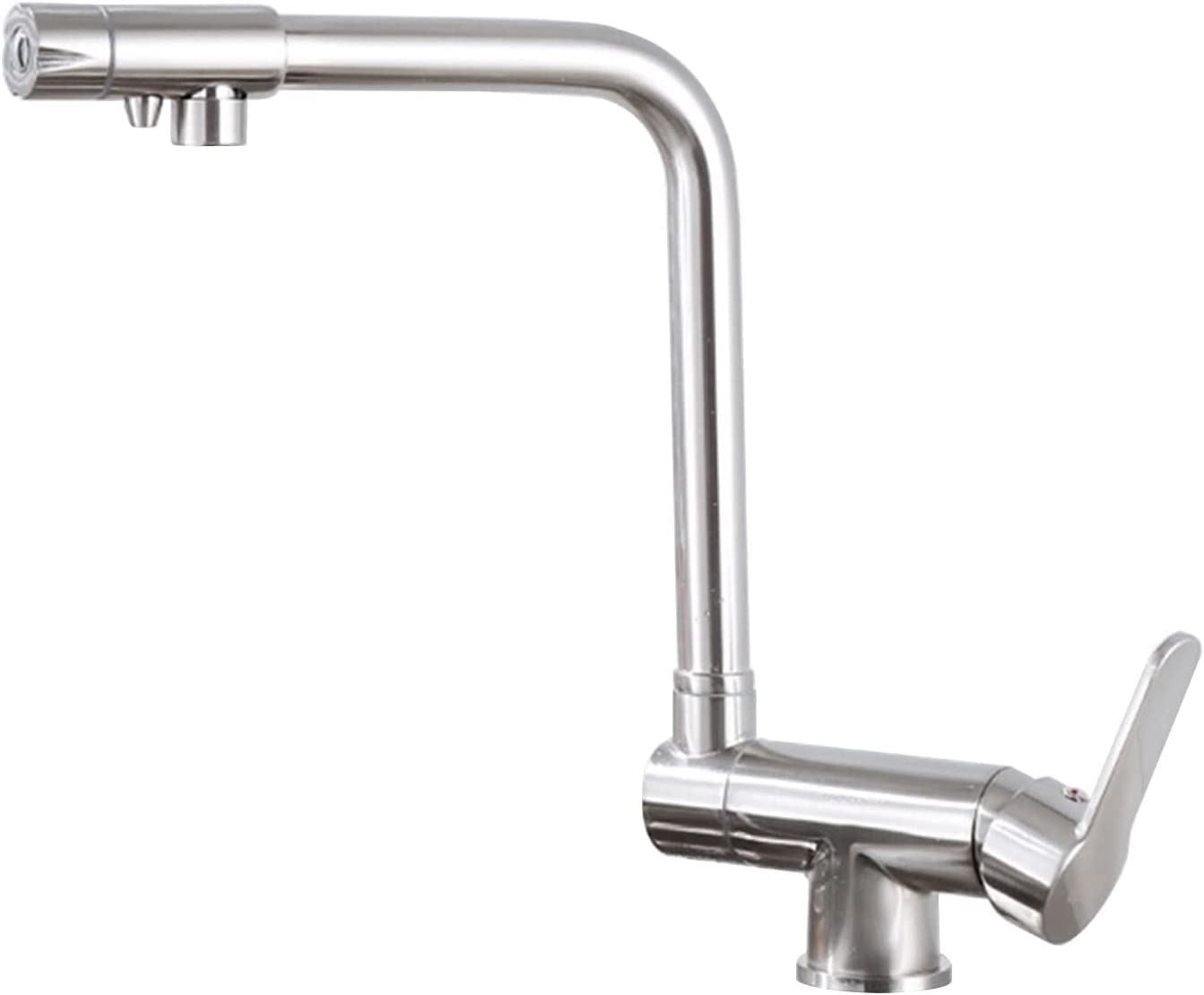 FCXWEVR 3Way Filter Kitchen Faucet 360° Swivel 3in1 Single Lever Mixer Tap Black Brushed Stainless Steel Ideal for Water Filtration Systems Modern Design