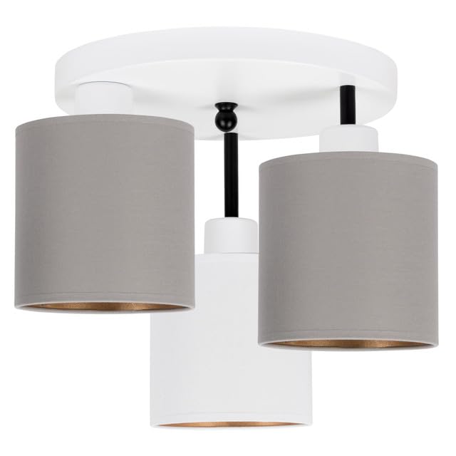 Deckenlampe 3 Flammig Deckenleuchte E27 LED Geeignet Wohnzimmer Schlafzimmer Küche CL-3030WE-GRWEGR Weiß - Grau/Weiß/Grau