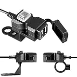 JenNiFer Wasserdicht 12V 5V 3.1A Dual USB Charger Motorcycle Ladeadapter Mit On/Off Switch Handbar Mirror Installation