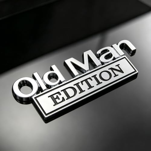 Image of 3D Old Man Edition Chrome Emblems Badges Sticker Car Vehicle, Truck, Motorcycle, RV, Scooter, SUV, Door, Window, Room, Wall and More Decoration (Silver Edition)