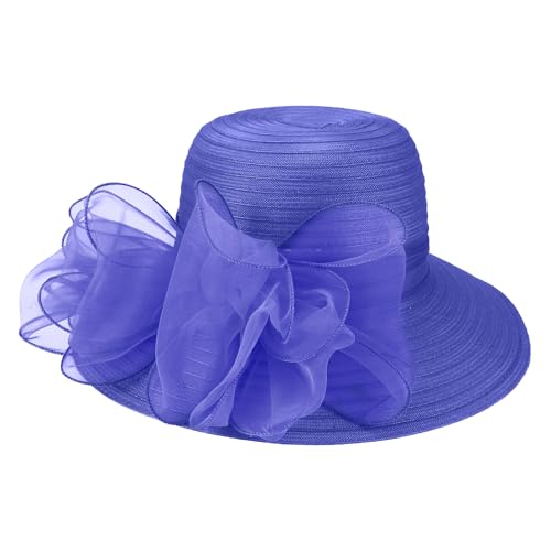 Image of DRESHOW Lady Derby Dress Church Bowler Cloche Hat Bowknot Organza Bridal Cap for Wedding