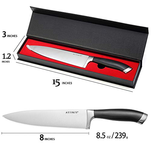 AUIIKIY Professional Chef Knife 8 Inch Forged, Ultra Sharp kitchen knife made of German High Carbon Stainless Steel,chef's knife with Ergonomic Handle