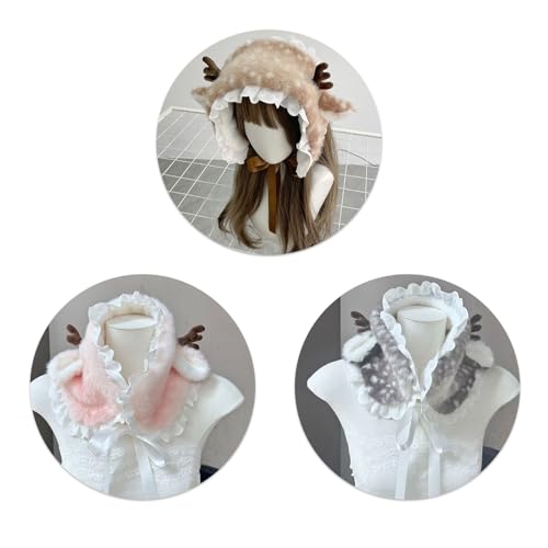 Cache-cou chaud enfants avec cache-oreilles renne dentelle - 3