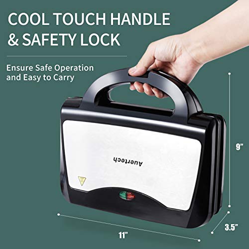 Auertech Sandwich Maker, Toaster And Electric Panini Maker Omelette Grilled Cheese Machine With Extra-Large Non-Stick Plates, Indicator Lights, Cool Touch Handle (Double Sandwich) #TOP3